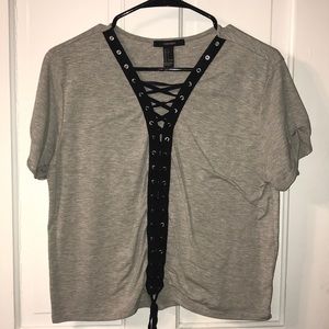 Gray lace up shirt
